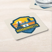 州のプライド |マサチューセッツ スクエアペーパーコースター (アングル)