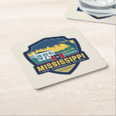 州のプライド |ミシシッピ スクエアペーパーコースター (アングル)