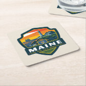 州のプライド |メイン スクエアペーパーコースター (アングル)
