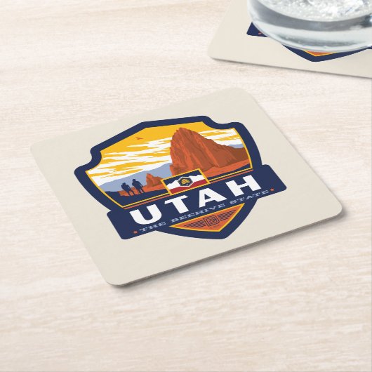 州のプライド | Utah スクエアペーパーコースター (アングル)
