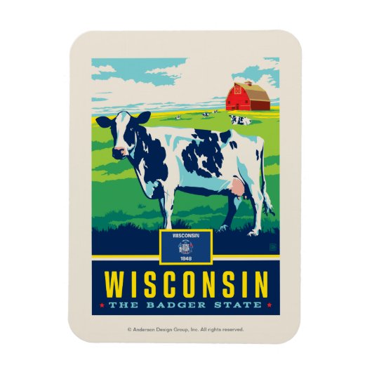 州のプライド | Wisconsin マグネット (縦)