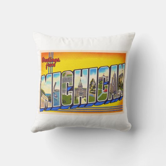 州のミシガンMIヴィンテージラージレター クッション (裏面)