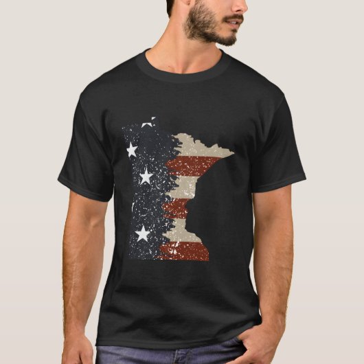 州のミネソタ愛国米国国旗男性へWome Tシャツ (正面)