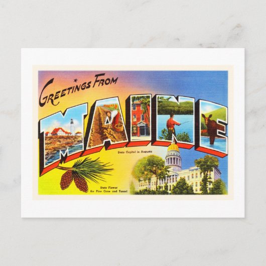 州のメインMEオールドヴィンテージ旅行記念品 ポストカード (正面)
