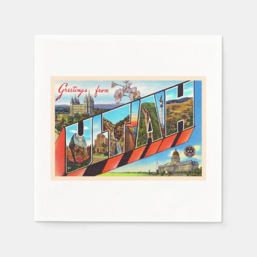 州のユタUTヴィンテージ大文字葉書 スタンダードカクテルナプキン (正面)
