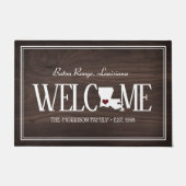 州のルイジアナパーソナライズされた木目 ドアマット (正面)