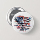 州の国旗と統一されたワシ。 7月4日。印出 缶バッジ (正面&裏面)