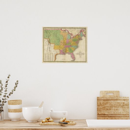 州の地図統一された ポスター (キッチン)