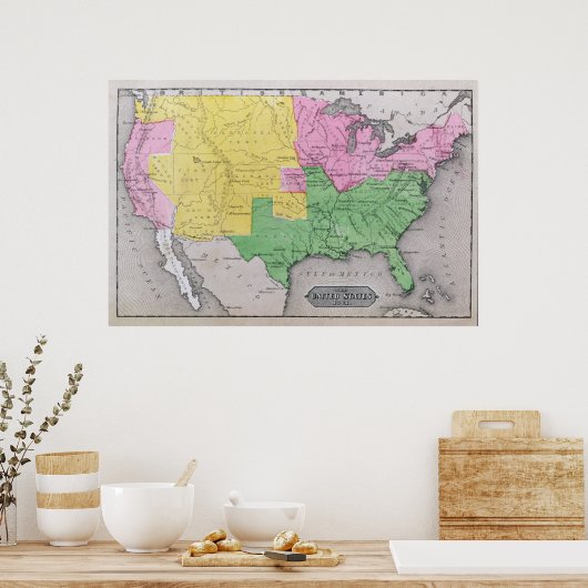 州の地図統一された ポスター (キッチン)