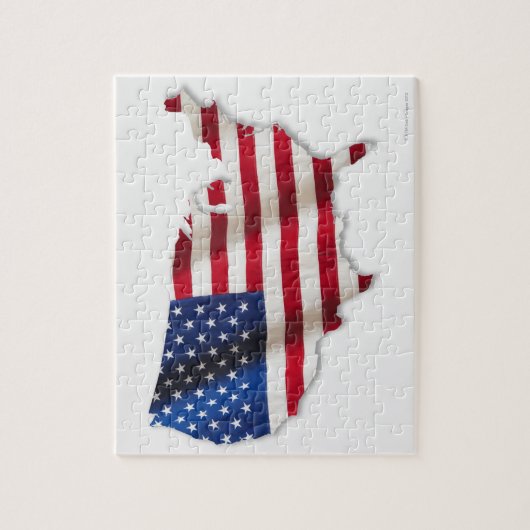 州の形をしたアメリカの統一された国旗 ジグソーパズル (縦)