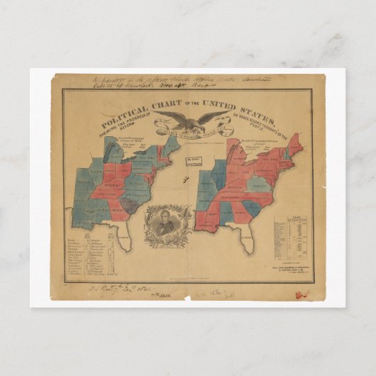 州の政治統一された図(1840年) ポストカード (正面)