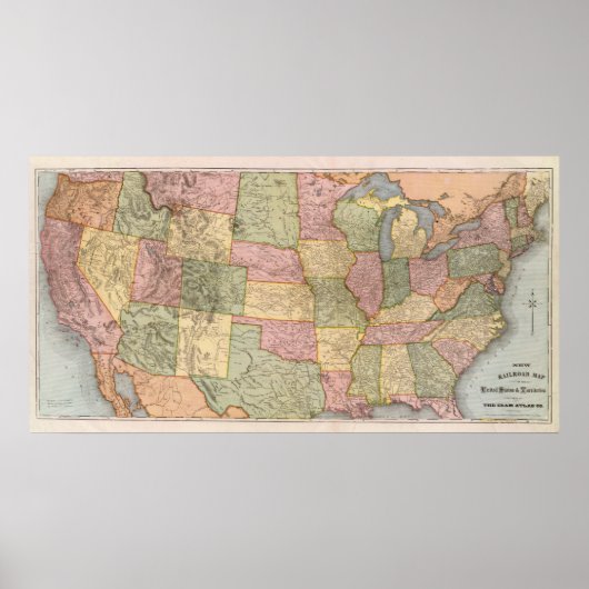 州の新しい鉄道の地図統一された ポスター (正面)