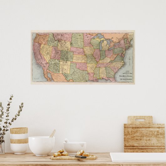 州の新しい鉄道の地図統一された ポスター (キッチン)