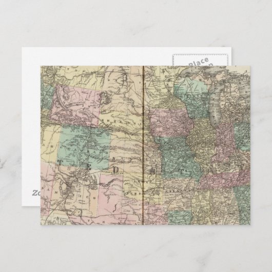 州の新しい鉄道の地図統一された ポストカード (正面/裏面)