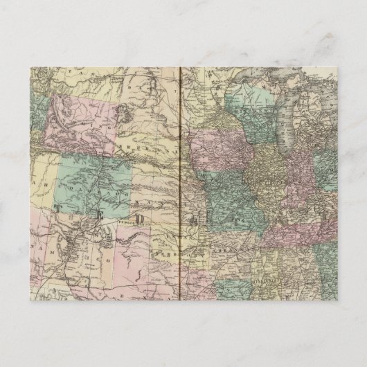 州の新しい鉄道の地図統一された ポストカード (正面)