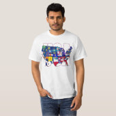 州の旗米国米国は地図に印を付けます Tシャツ (正面フル)