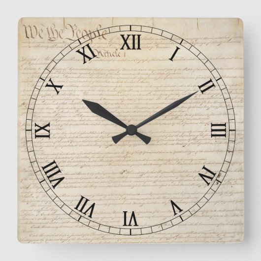 州の構統一された成、我々国民 スクエア壁時計 (正面)