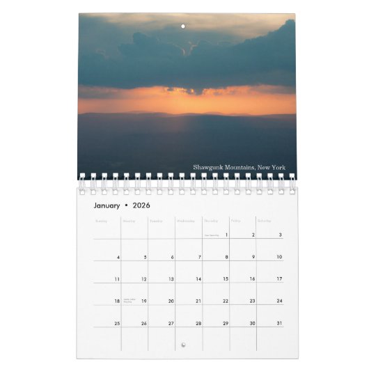 州の風景 カレンダー (1月 2026)