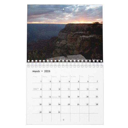 州の風景 カレンダー (3月 2026)