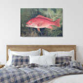 州の魚の遊び口から赤菜統一された花 キャンバスプリント (インサイチュ (寝室))