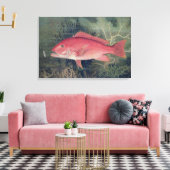 州の魚の遊び口から赤菜統一された花 キャンバスプリント (インサイチュ (リビング))
