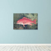 州の魚の遊び口から赤菜統一された花 キャンバスプリント (インサイチュ (ウッドフロア))
