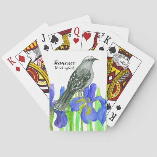 州の鳥テネシーのモッキンバードアイリスフラワー トランプ (裏面)