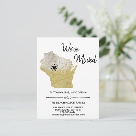 *~*州ウィスコンシン新しいホームアドレスの移動 –  案内ポストカード (スタンド正面)