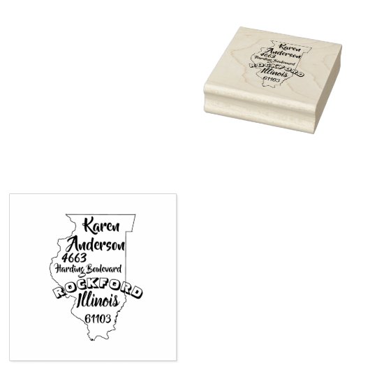 州オブイリノイリンカーン差出人住所ロックフォード ラバースタンプ (押印)