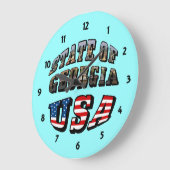 州オブジョージア&アメリカフラグ文字 ラージ壁時計 (傾斜)