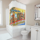 州オブフロリダFLヴィンテージ大レターはがき シャワーカーテン (インサイチュ)