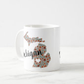 州オブミシガンポピーズフローラルパターン コーヒーマグカップ (正面左)