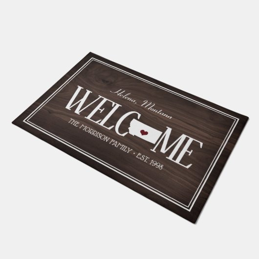 州オブモンタナウッドグレパーソナライズされたイン ドアマット (アングル)