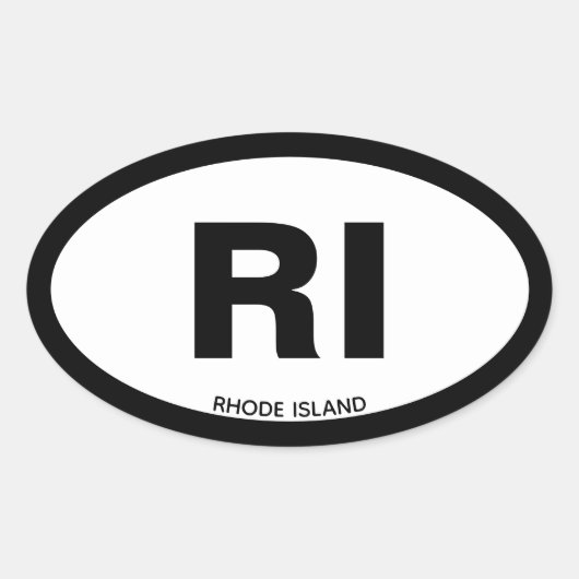 州カスタマイズ可能な2文字ホワイトオーバルRI 楕円形シール (正面)