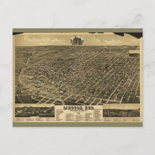 州キャピトルリンカーン、ネブラスカ(1889) ポストカード (正面)