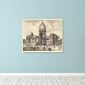 州キャピトル建物、スプリングフィールド、イール キャンバスプリント (インサイチュ (ウッドフロア))