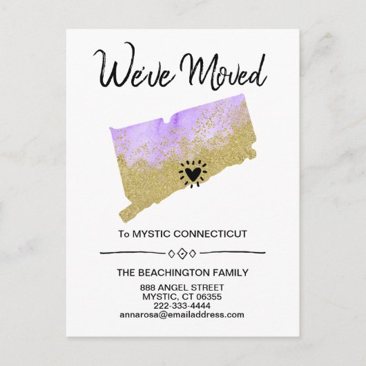 *~*州コネチカットグリッター紫の移動 案内ポストカード (正面)