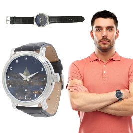 州ス統一されたカピトル建物アットナイト 腕時計