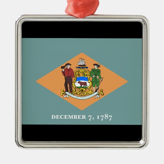 州デラウェア州旗 メタルオーナメント (正面)