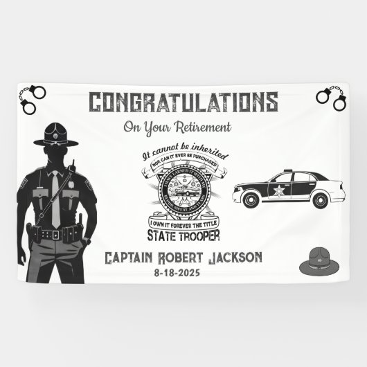 州トルーパーブラック金ゴールド退職旗 横断幕 (横)