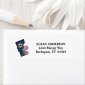 州バーモント州旗と州フラワーレッドクローバー ラベル (インサイチュ)