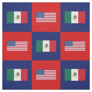 州フラ統一されたグ、メキシコフラグ（青と赤） ファブリック
