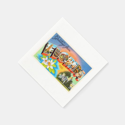 州フロリダFLオールドヴィンテージ旅行記念品 スタンダードカクテルナプキン (角)