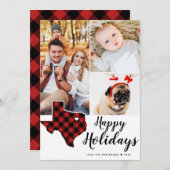 州ホリデータータンチェックコラージフォトテキサス州 シーズンカード (正面/裏面)