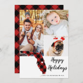 州ホリデータータンチェックコラージフォトフロリダ シーズンカード (正面/裏面)