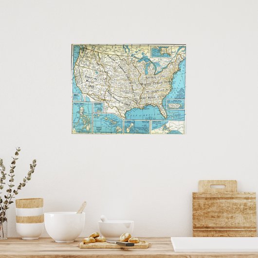 州マップの領統一された域取得 ポスター (キッチン)