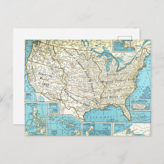 州マップの領統一された域取得 ポストカード (正面/裏面)