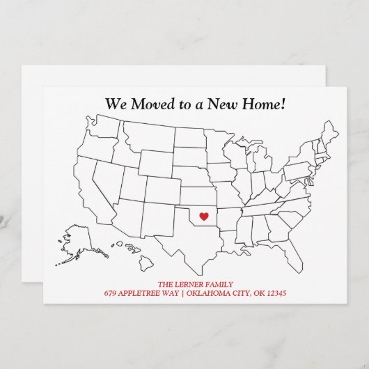 州マ統一されたップ新しいホーム移動 案内状 (正面/裏面)