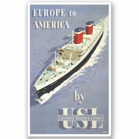 州ラインのヴィンテージ統一された旅行ポスター シール (正面)