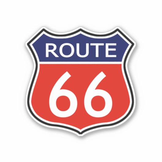 州ルート66旅行ステッカー赤と青 シール (正面)